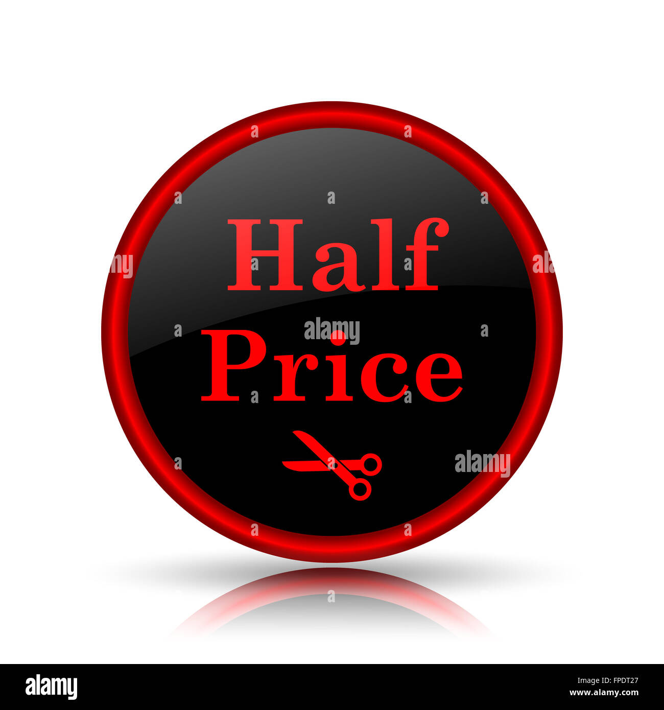 Half price icon. Internet button on white background Stock Photo - Alamy