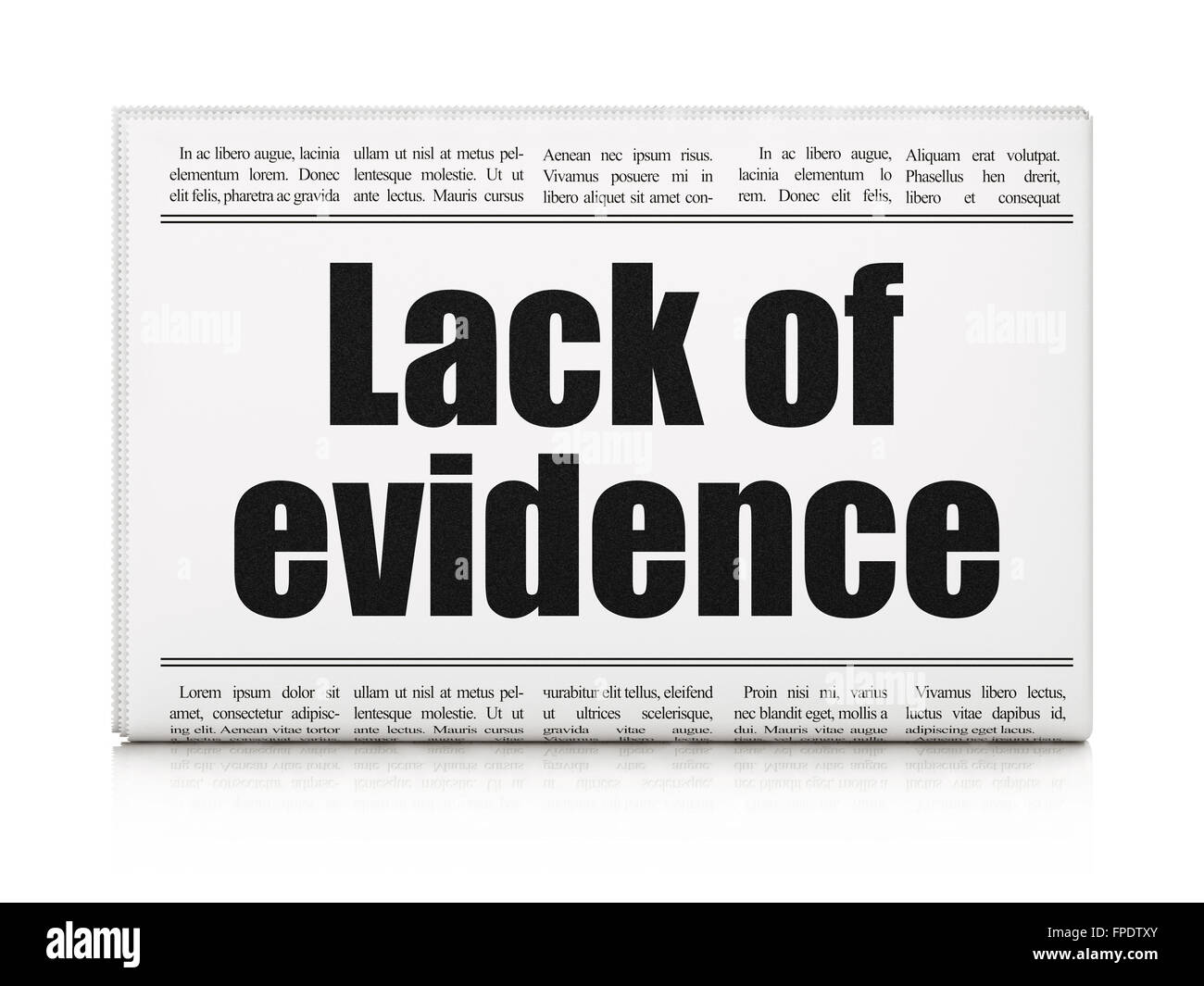 Law concept newspaper headline Lack Of Evidence Stock Photo Alamy