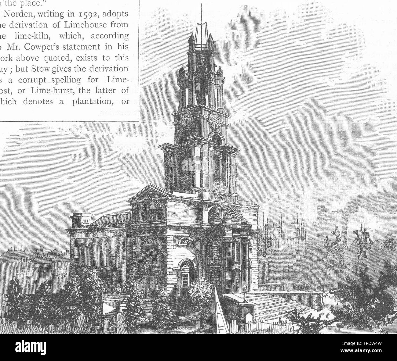 LIMEHOUSE Limehouse Church, antique print 1888 Stock Photo Alamy