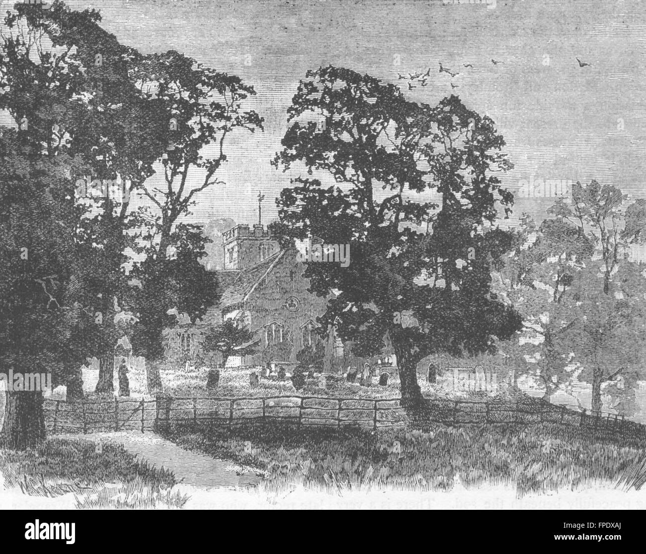 WEST WICKHAM Wickham Church, antique print 1888 Stock Photo Alamy