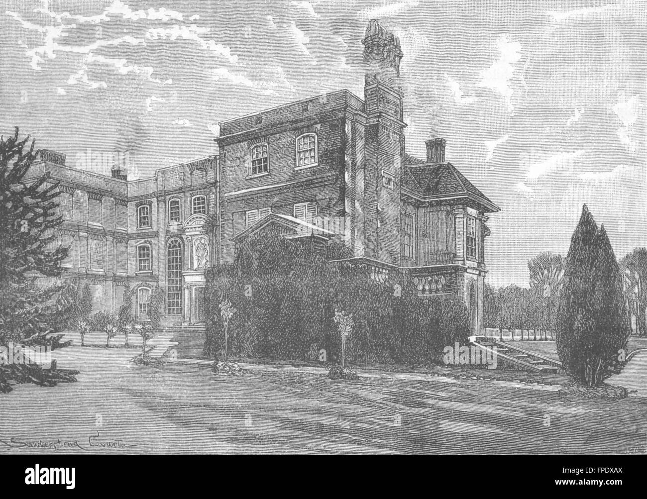 SURREY Sanderstead Court, antique print 1888 Stock Photo Alamy