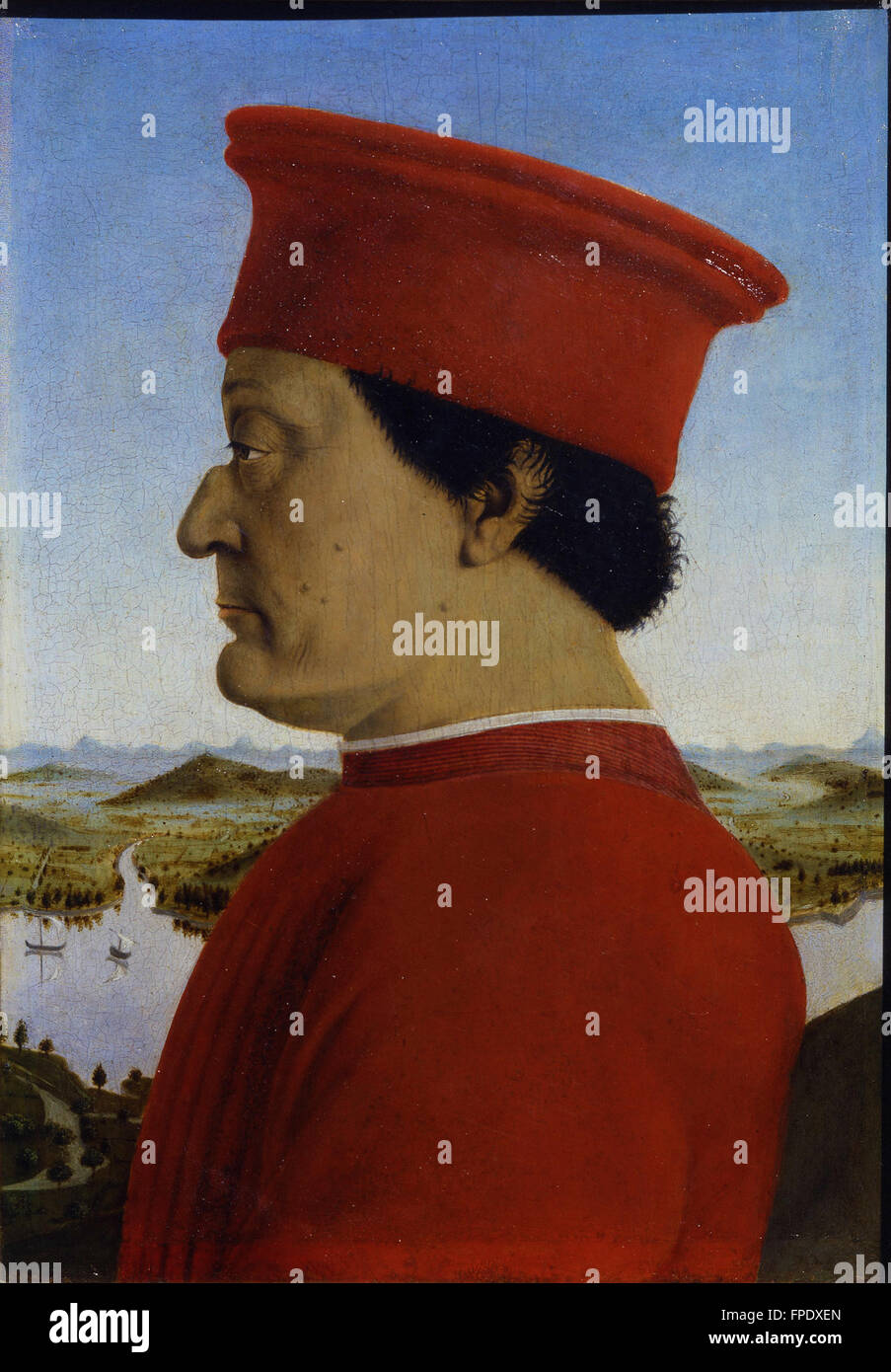Piero della Francesca - Ritratti dei Duchi di Urbino Federico da Montefeltro e Battista Sforza Stock Photo