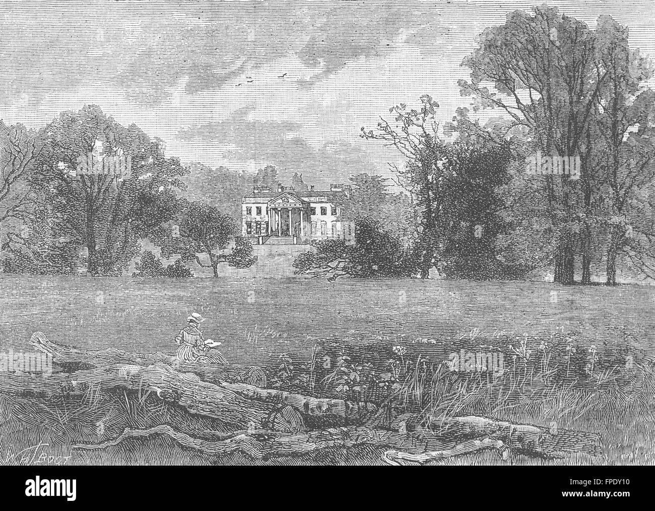 ESHER AND CLAREMONT Claremont. Surrey, antique print 1888 Stock Photo Alamy