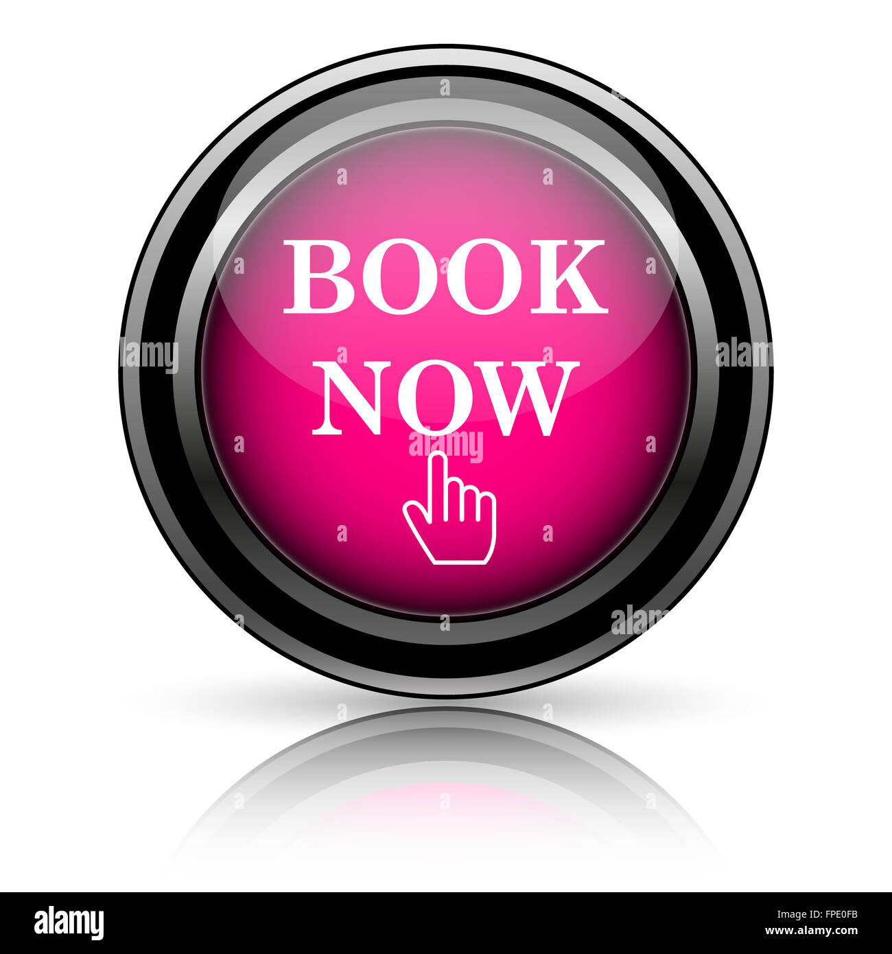 Book now icon. Internet button on white background Stock Photo - Alamy