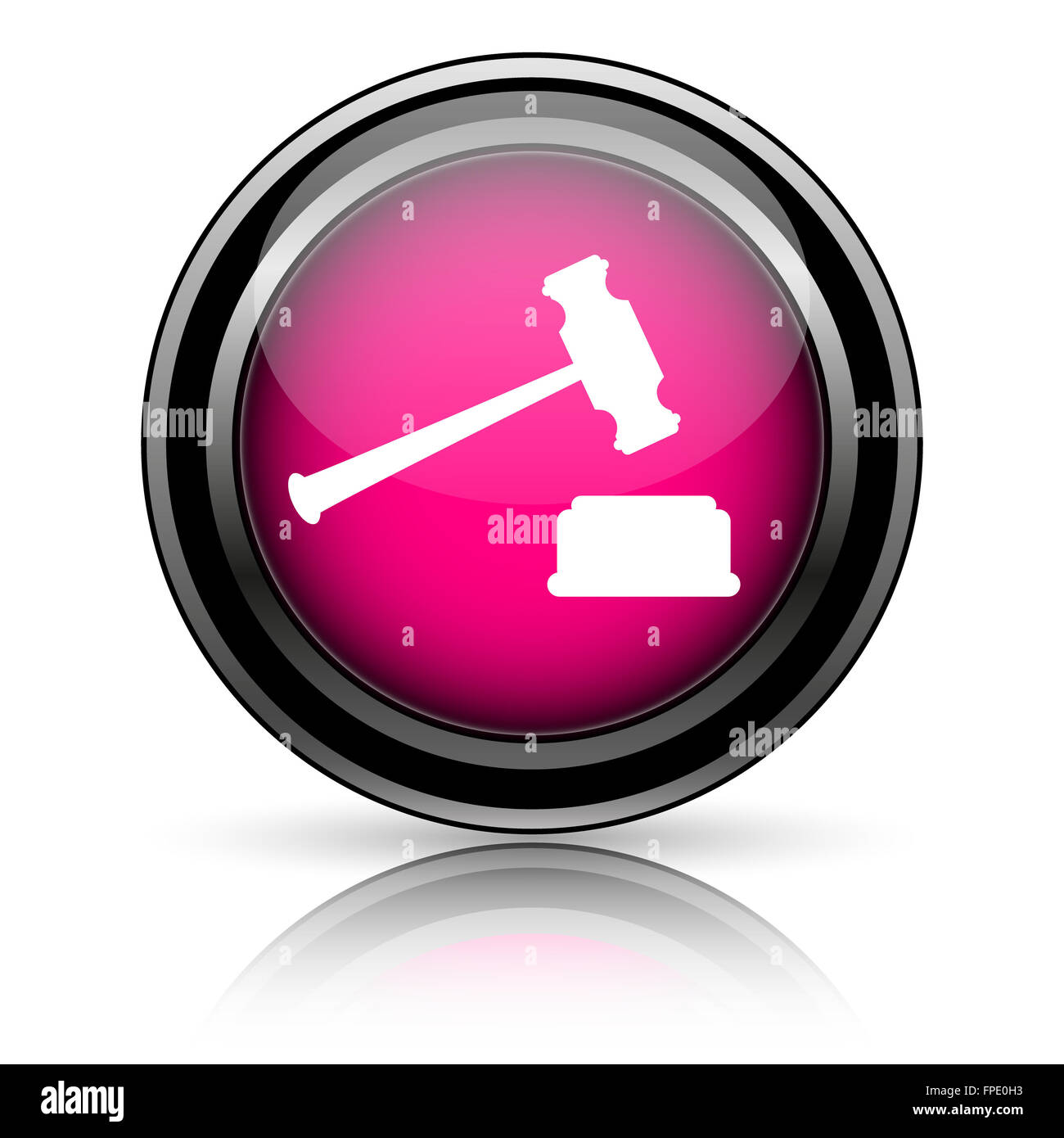 Judge hammer icon. Internet button on white background Stock Photo - Alamy
