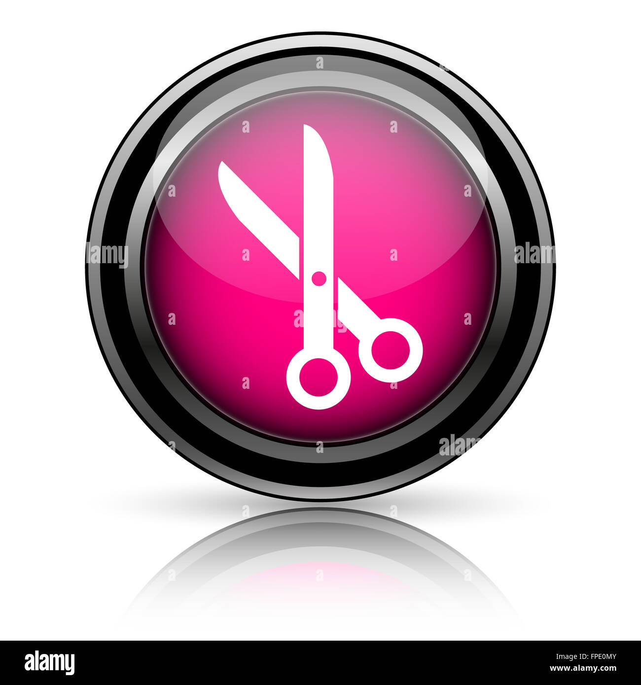 Cut icon. Internet button on white background Stock Photo - Alamy
