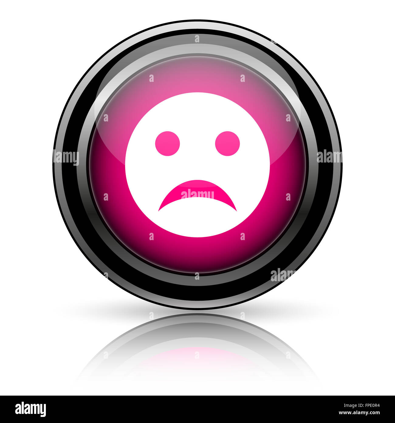 Sad smiley icon. Internet button on white background Stock Photo - Alamy