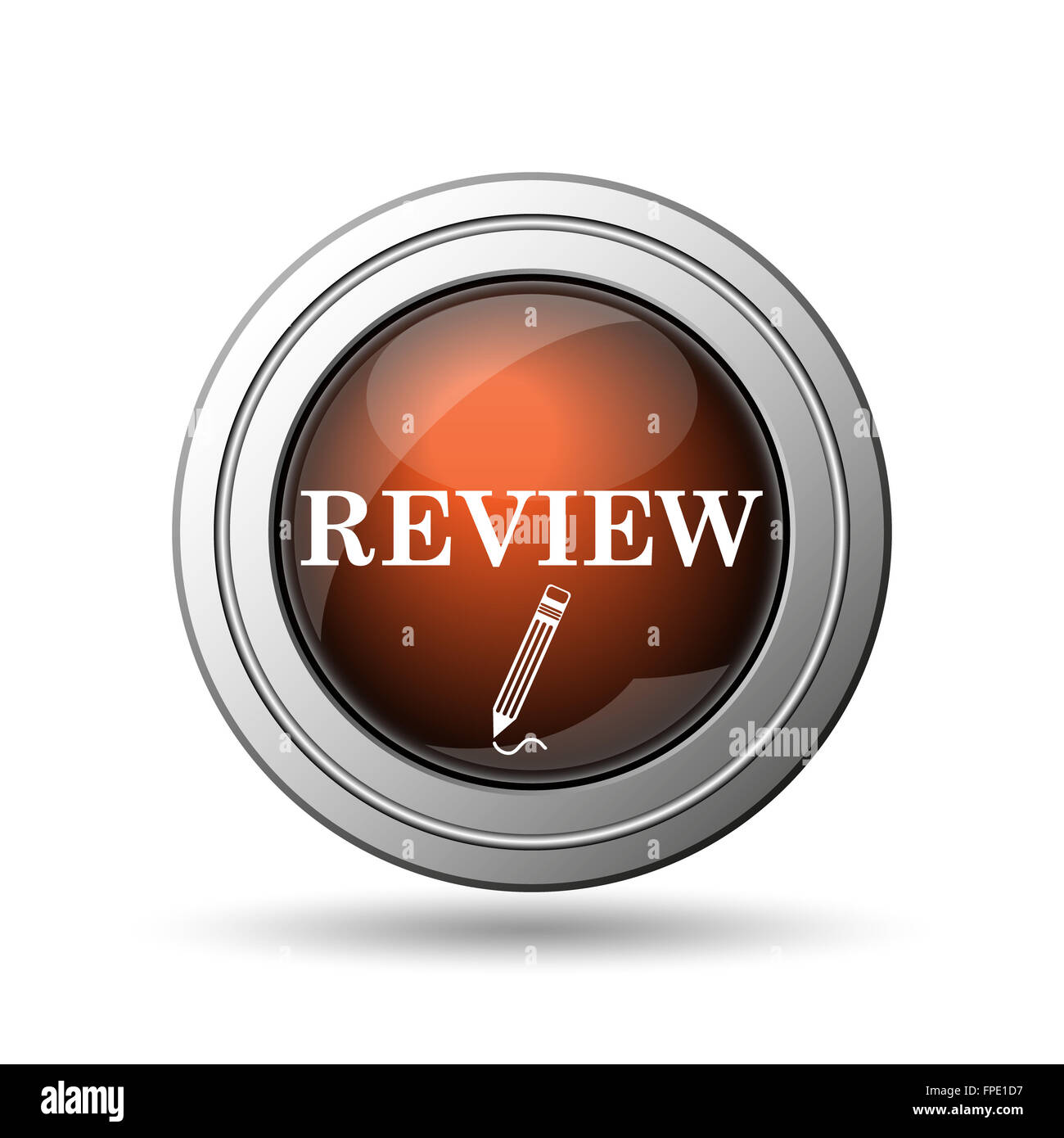 Review icon. Internet button on white background Stock Photo - Alamy