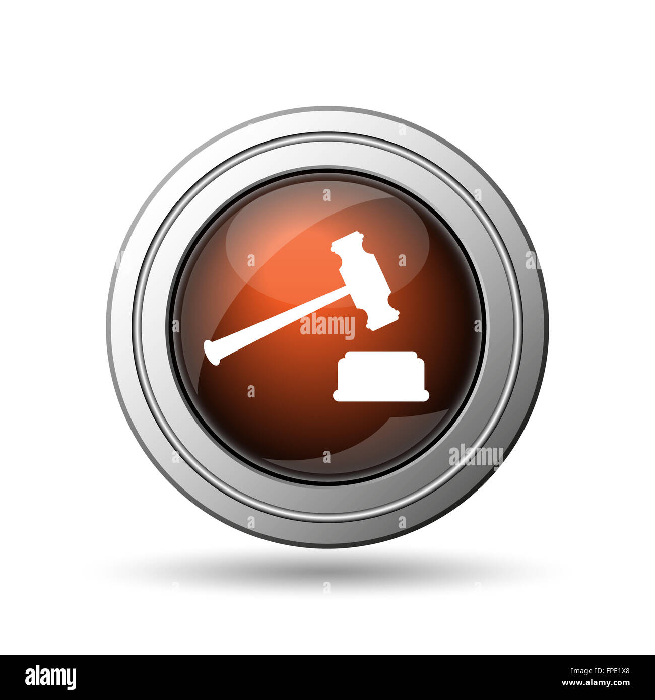 Judge hammer icon. Internet button on white background Stock Photo - Alamy