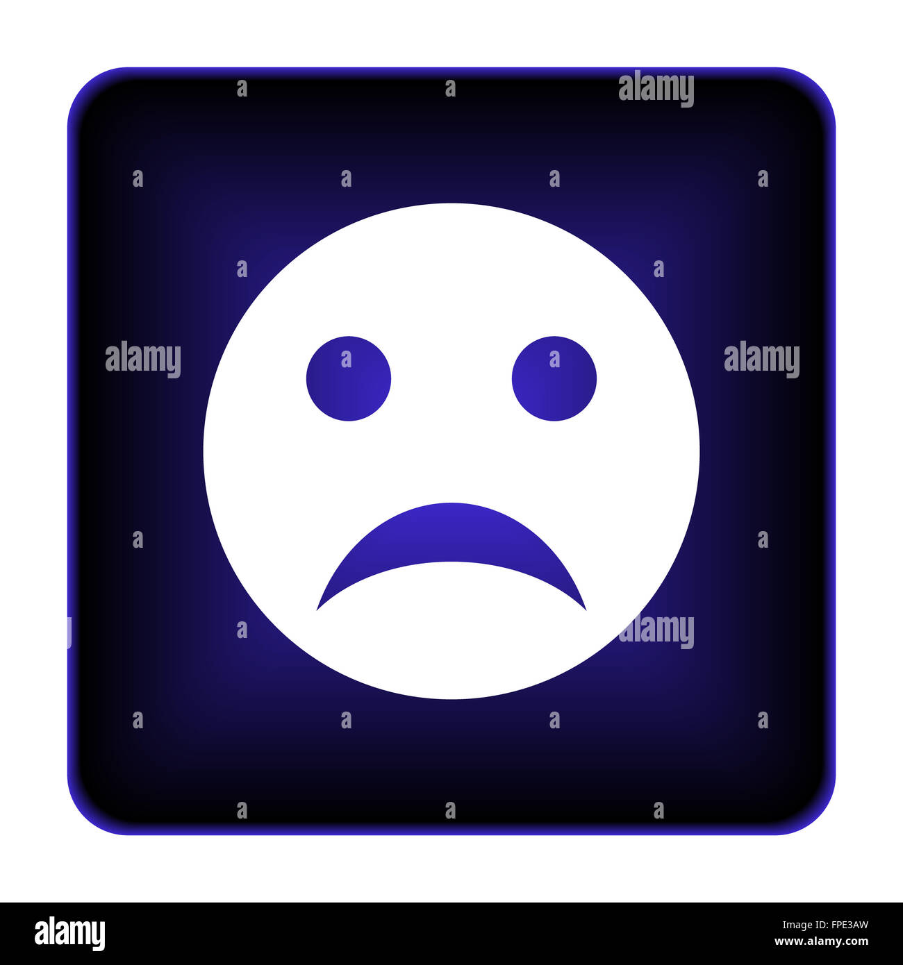 Sad smiley icon. Internet button on white background Stock Photo - Alamy
