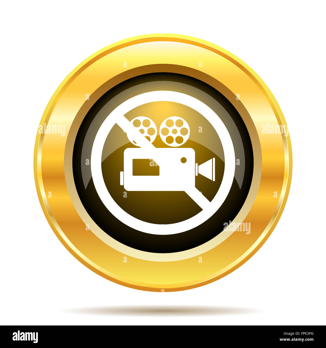 Forbidden video camera icon. Internet button on white background Stock ...