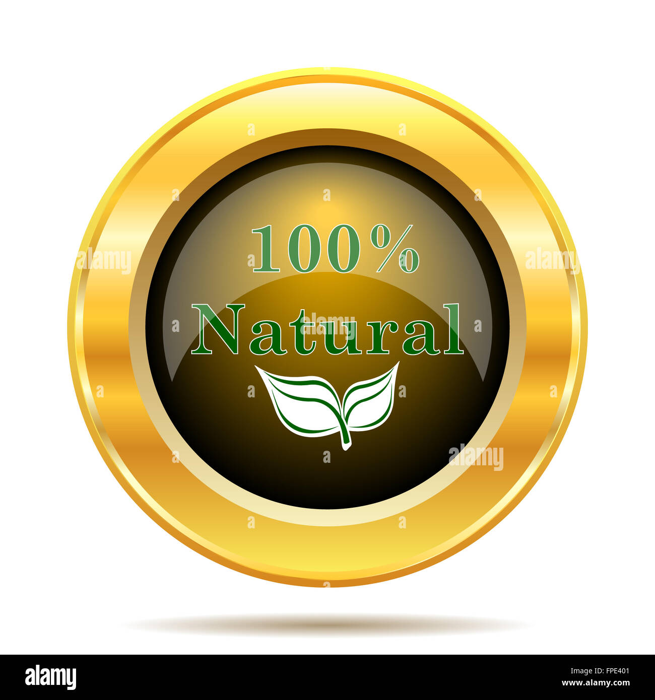100 percent natural icon. Internet button on white background Stock ...