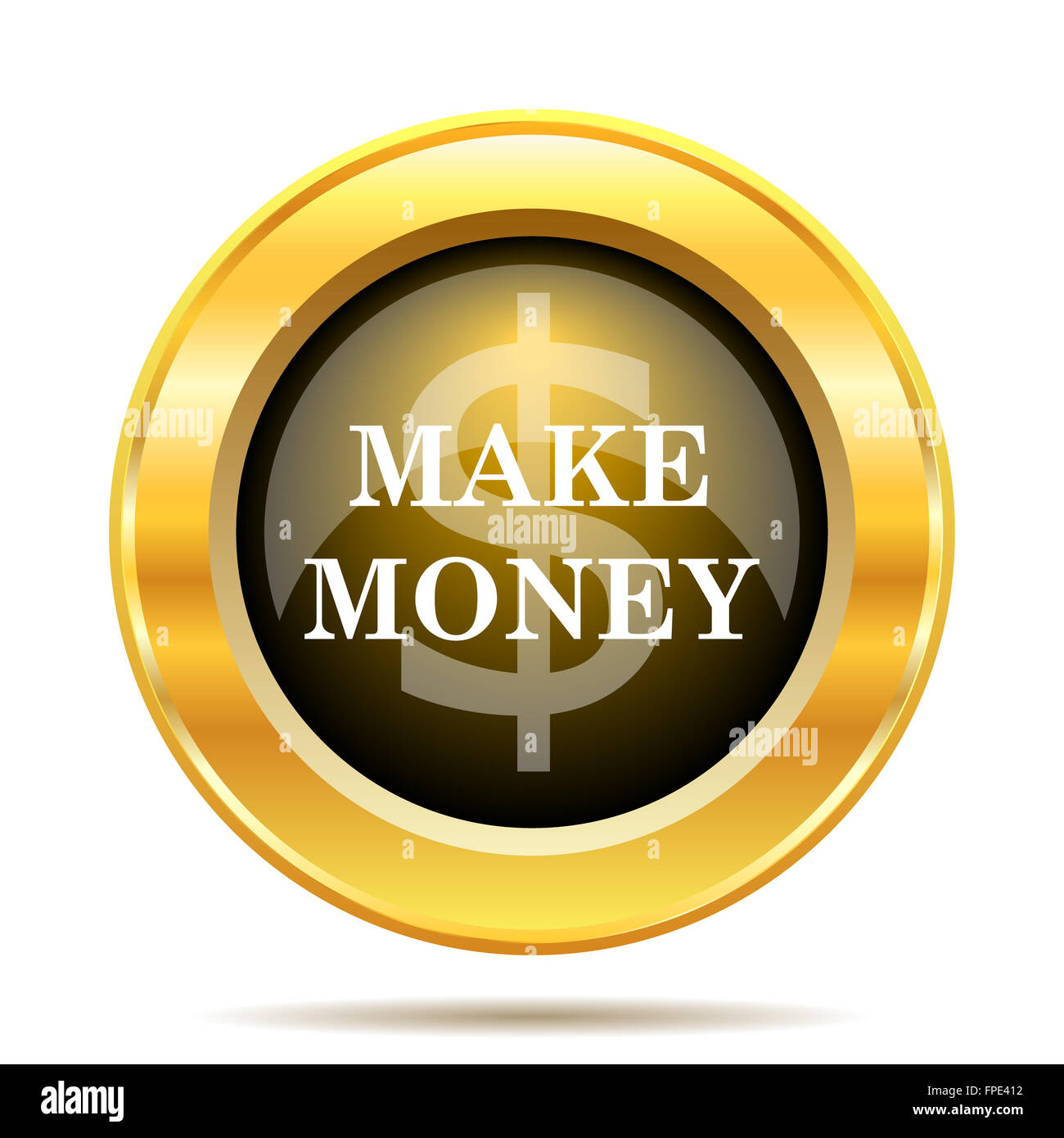 Make money icon. Internet button on white background Stock Photo - Alamy