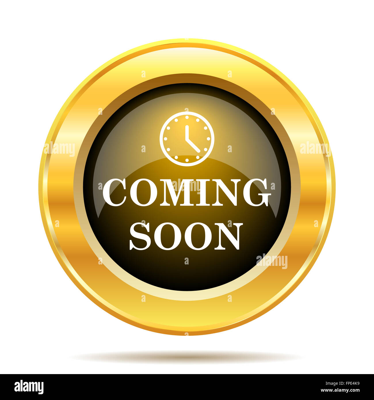 Coming Soon Icon Internet Button On White Background Stock Photo