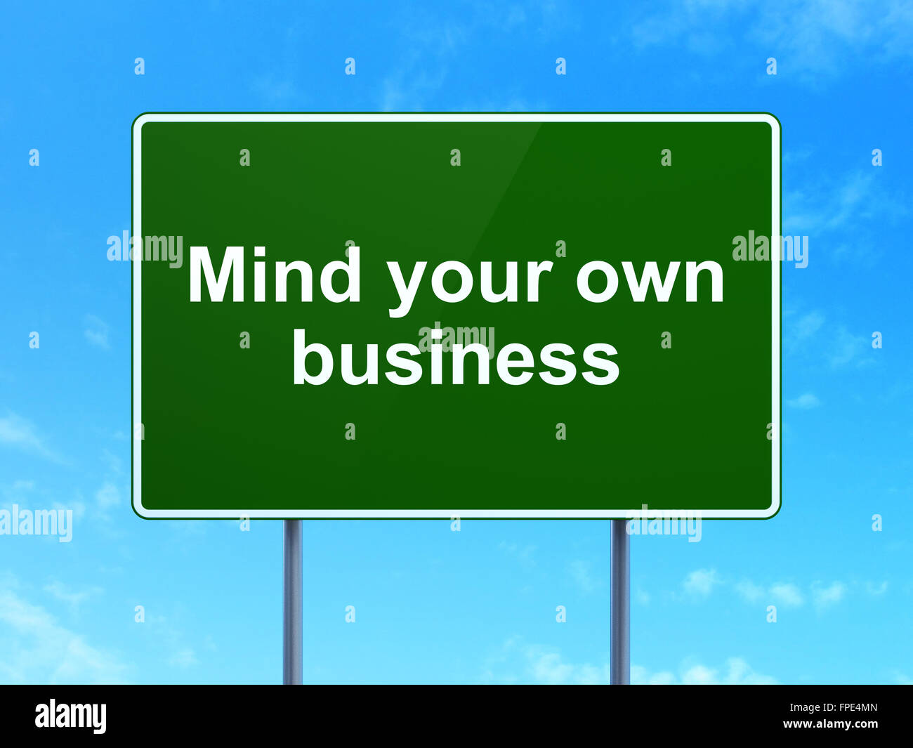 Finance concept: Mind Your own Business on road sign background Stock ...