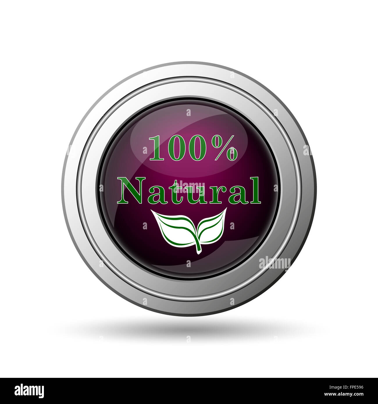 100 percent natural icon. Internet button on white background Stock ...