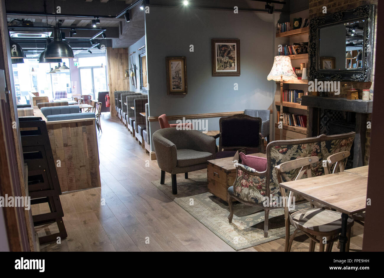 New style Cafe Nero interior eclectic furnishings Stock Photo - Alamy