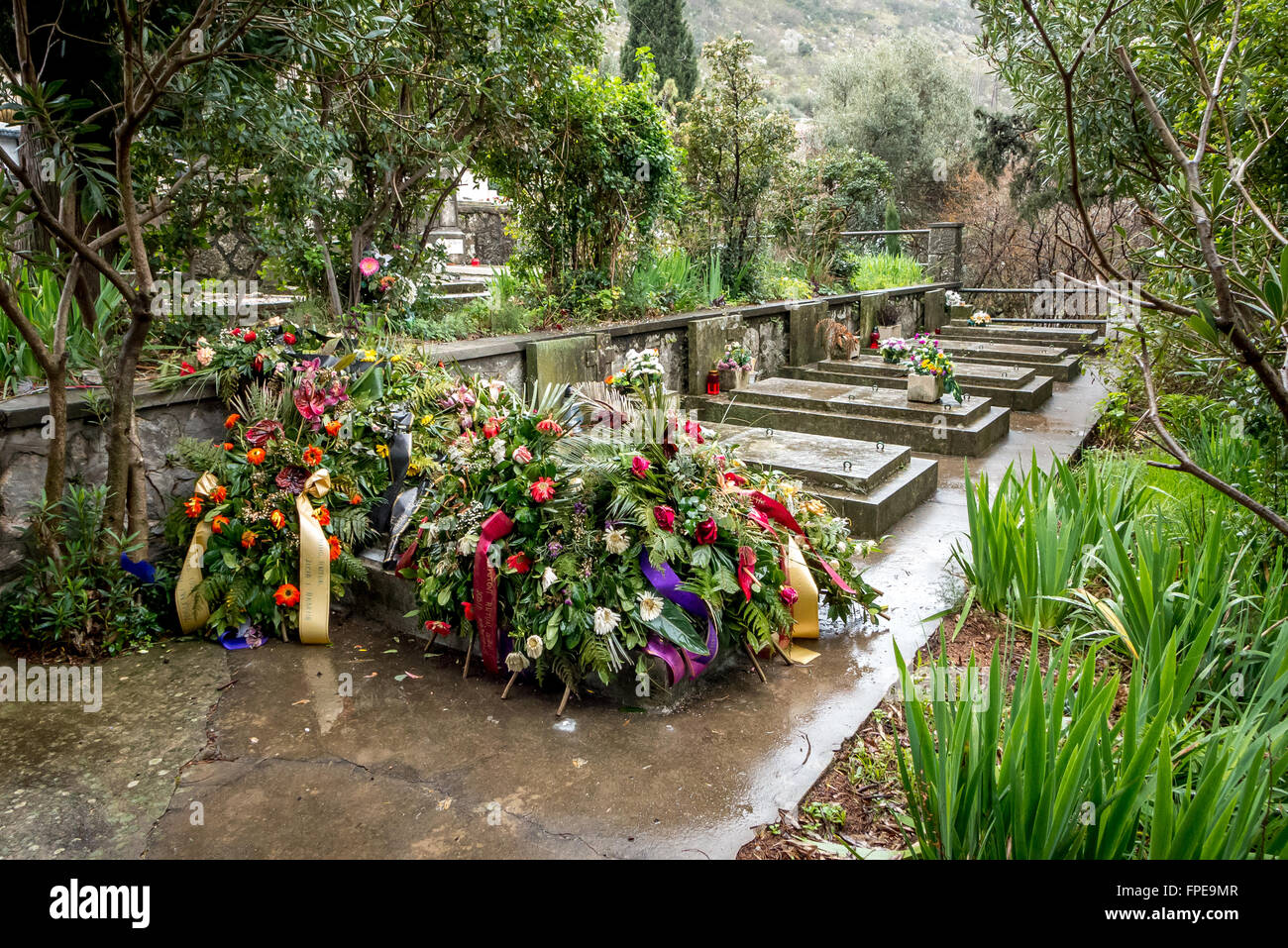 Decorated grave in the Croatian town of Sustjepan, near Dubrovnik. Stock Photo