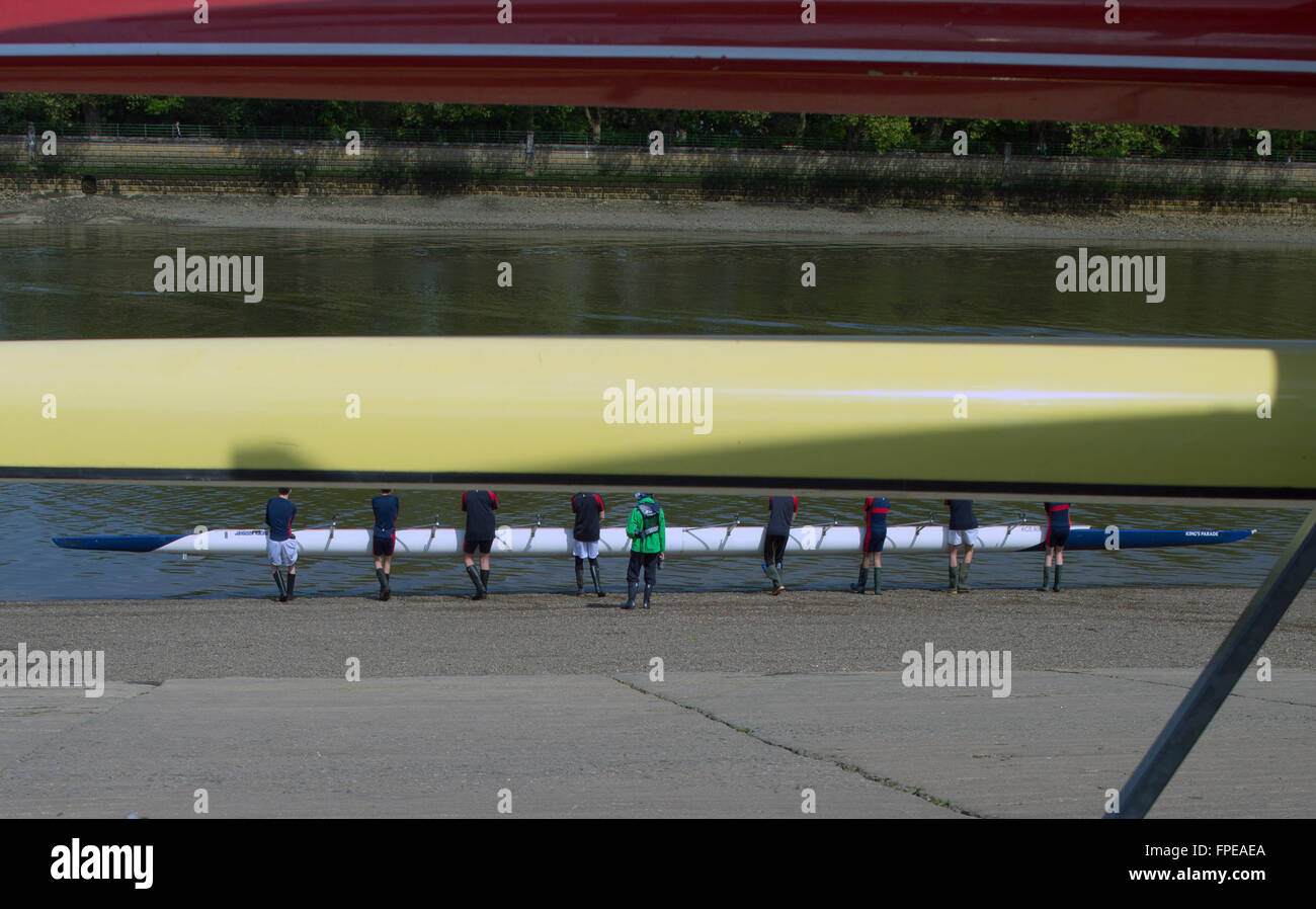 Putney Rowing, Coxed eight, The River Thames, London, England, British Rowing Stock Photo