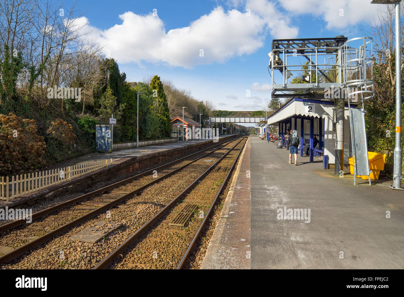 Liskeard railway station platform, Cornwall England UK. Stock Photo