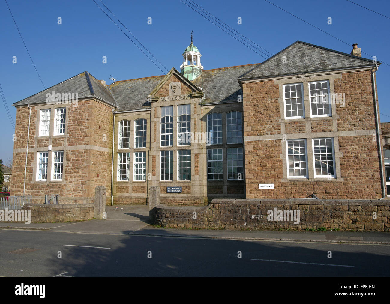 Camborne Grammar School building, now Trevu Children's Centre, Camborne Cornwall UK. Stock Photo