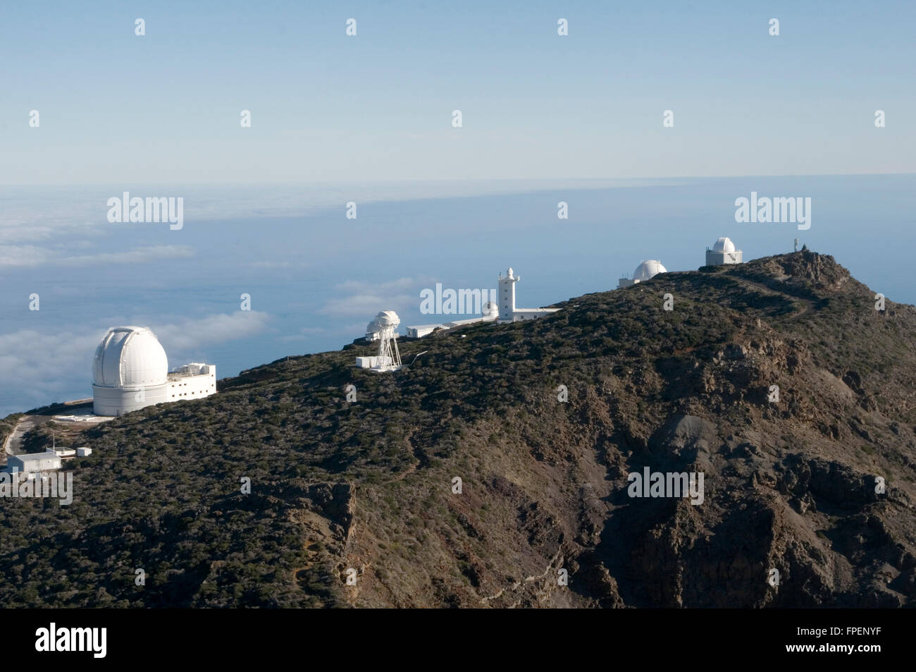 La Palma Starlight Reserve UNESCO Star light Initiative telescope astronomy star gazing Isaac Newton Group of Telescope dome dom Stock Photo