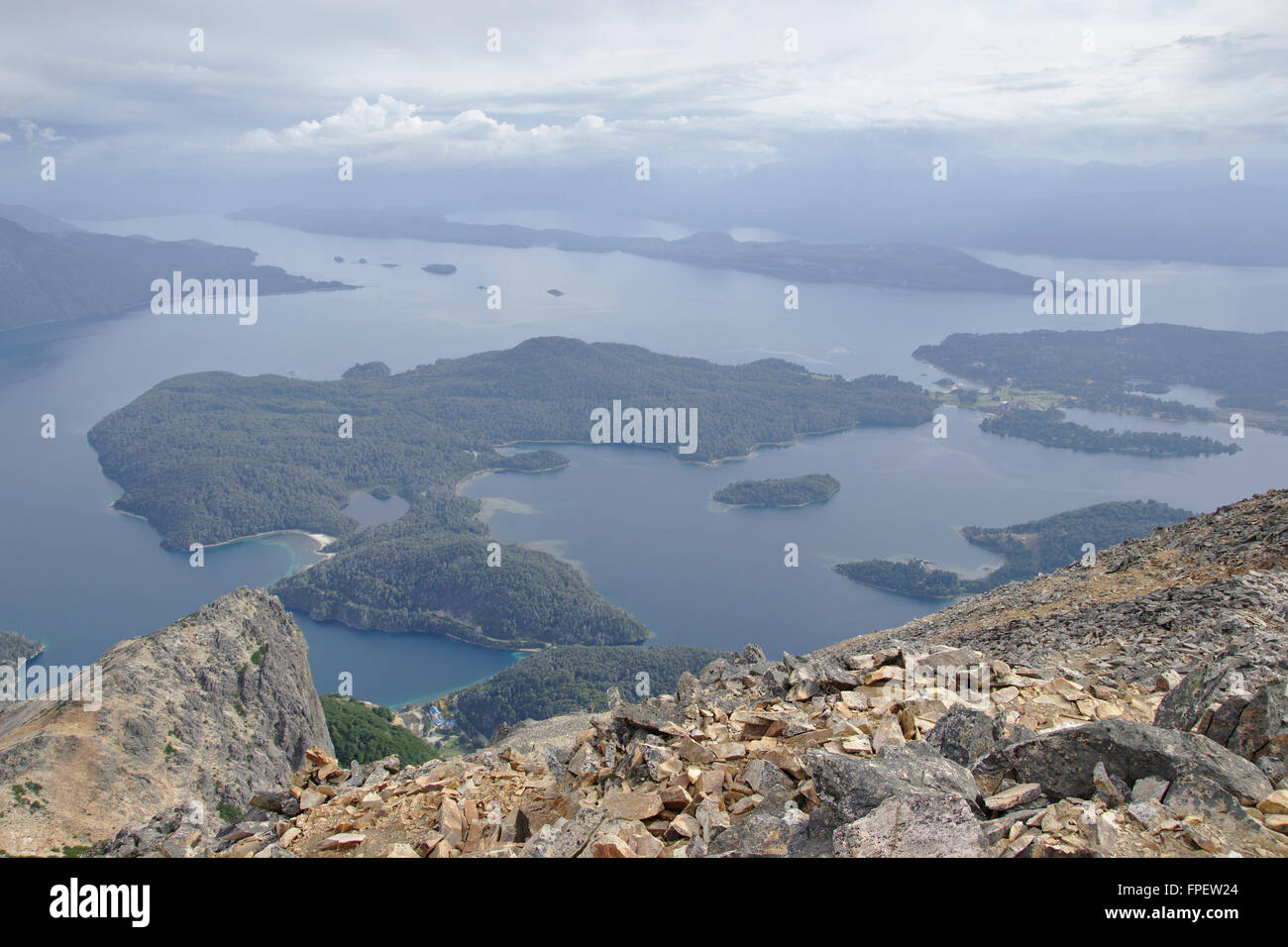 Lago Nahuel Huapi, Llao Llao und Lago Perito Moreno from Pico Turista, Bariloche, Patagonia, Chile Stock Photo