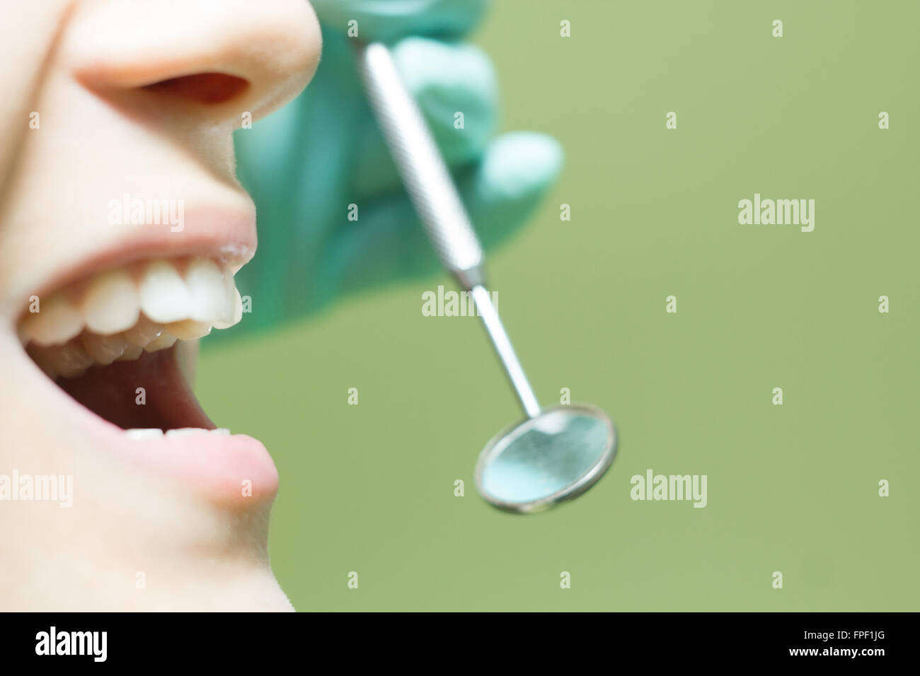 Young woman teeth close up dentist check Stock Photo Alamy