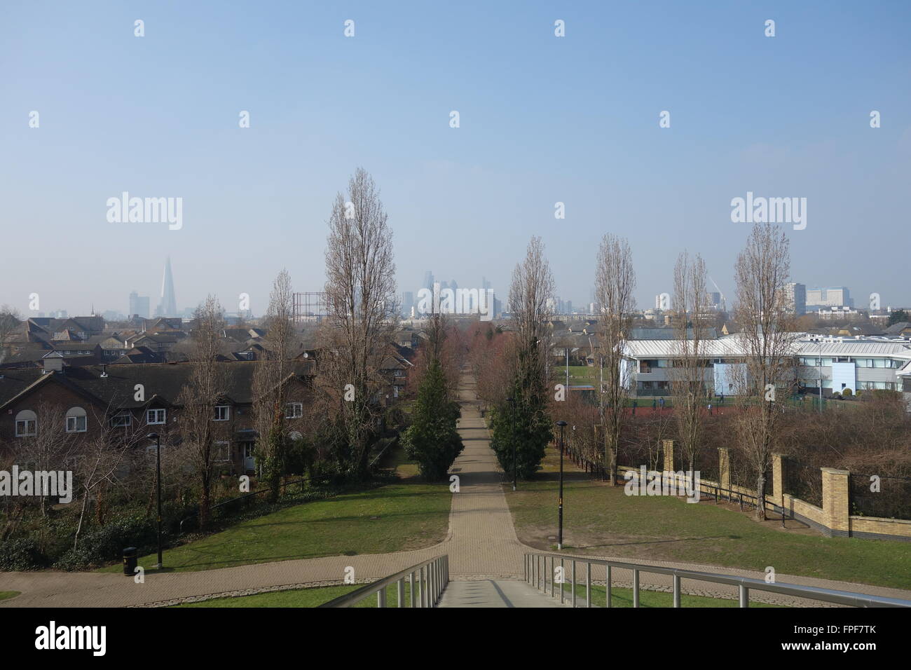 View from Stave Hill , Rotherhithe, London SE16 Stock Photo