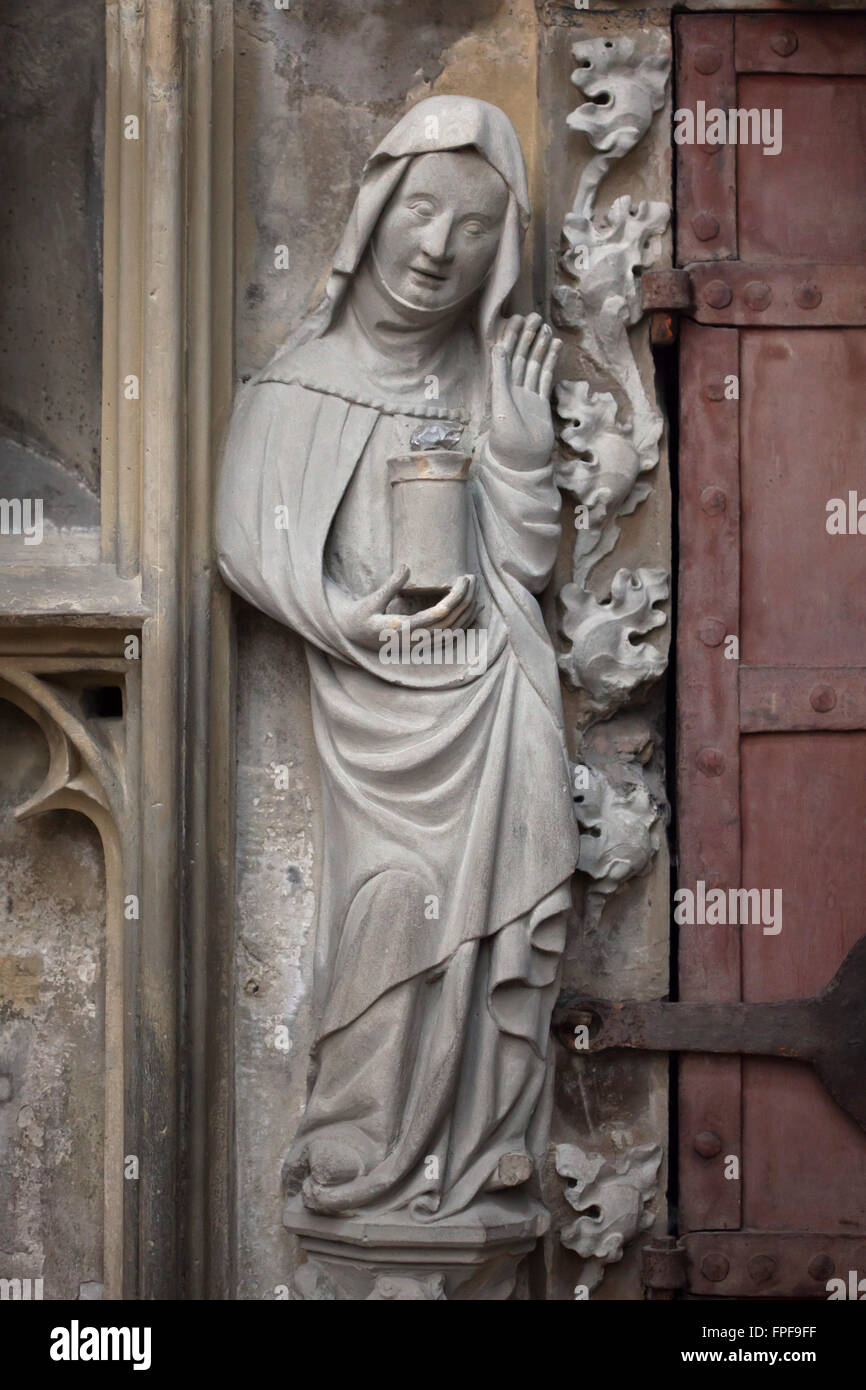 Saint Mary Magdalene. Gothic statue in Saint James' Church in