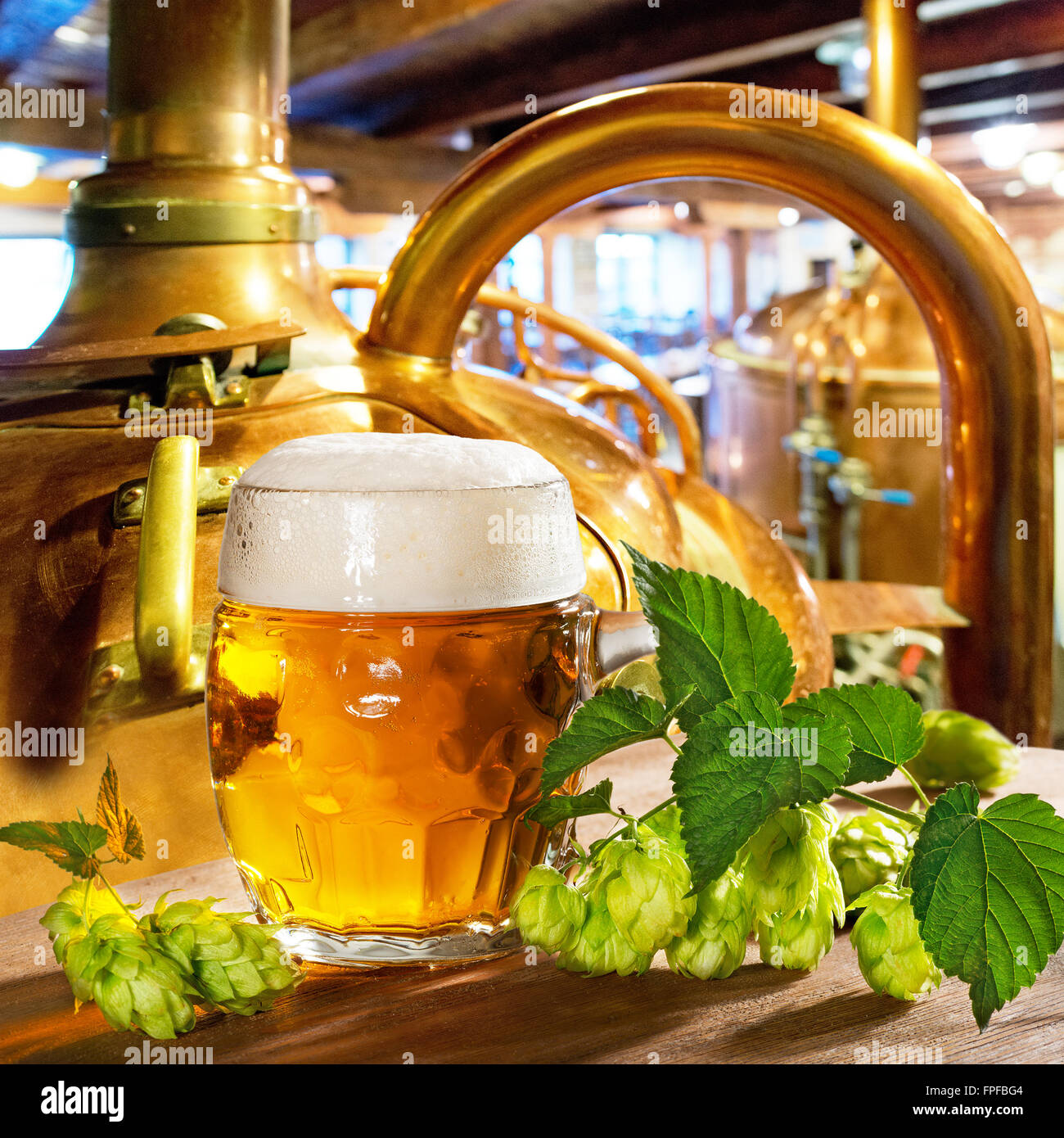 beer and hops in the brewery Stock Photo Alamy