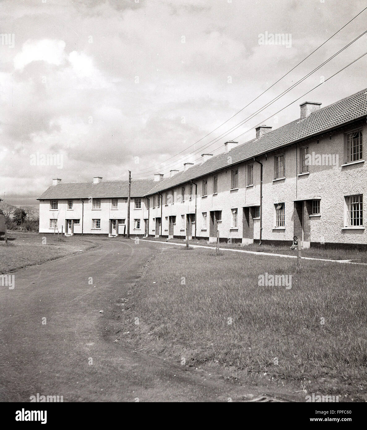 1950s historical, new housing estate at Clane, County Kildare, Ireland. Stock Photo