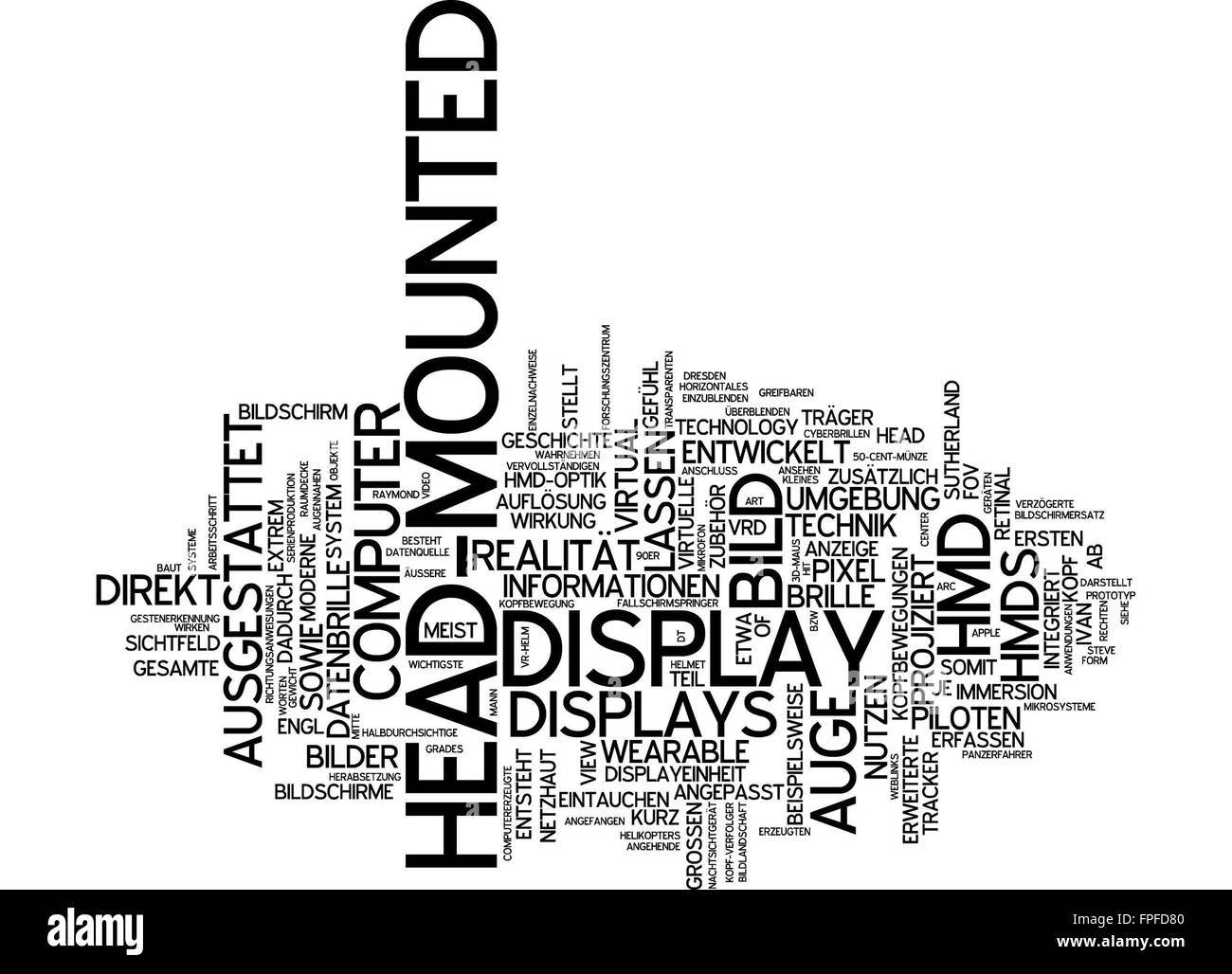 Head-mounted display head mounted bild bildschirm Stock Photo
