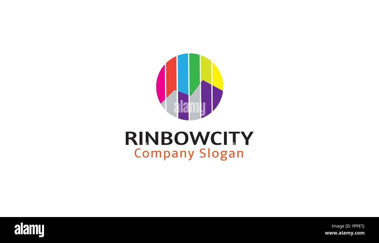 rainbow city logo illustration Stock Vector Image & Art Alamy