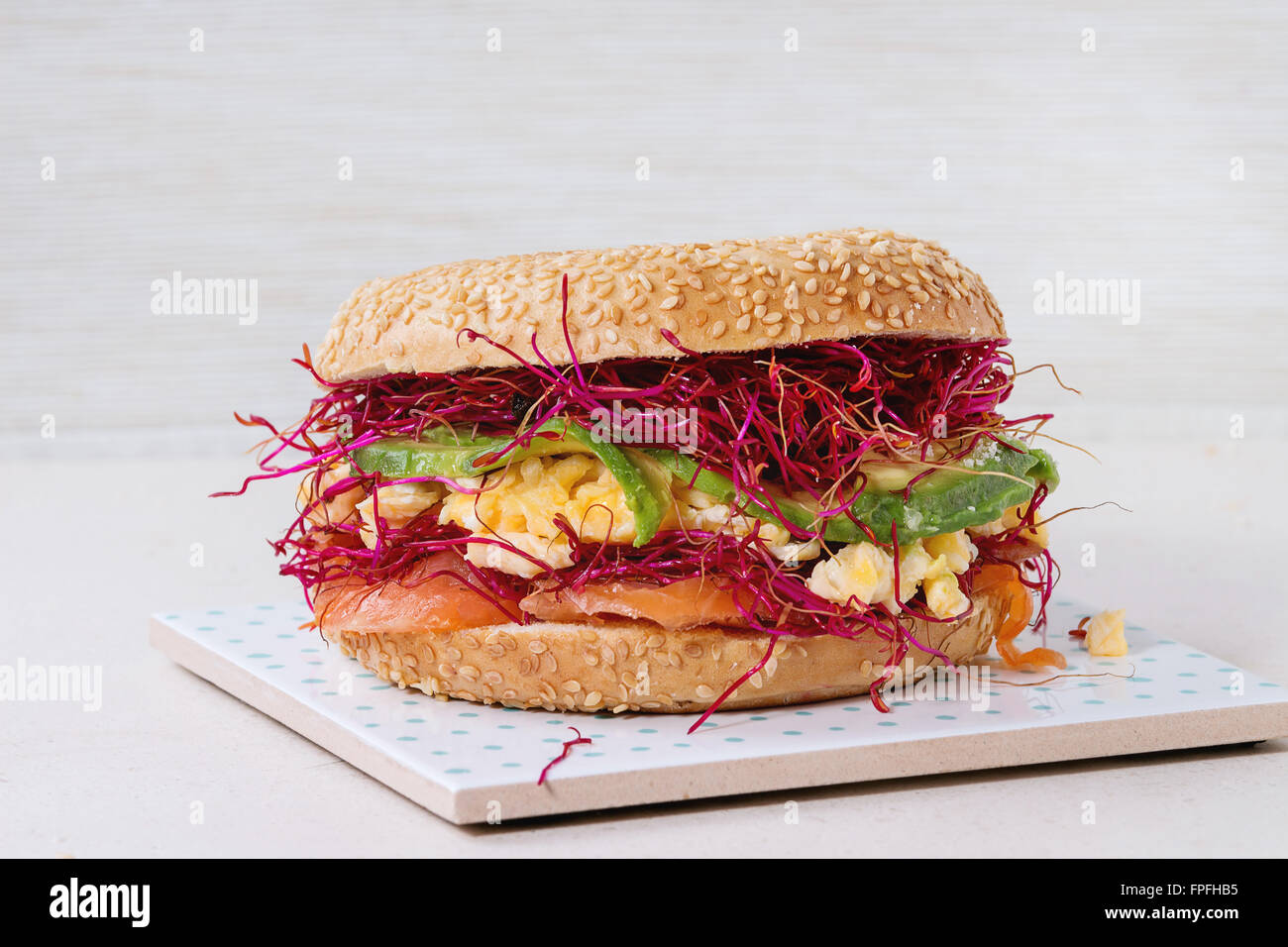 Bagel with salmon and egg Stock Photo Alamy