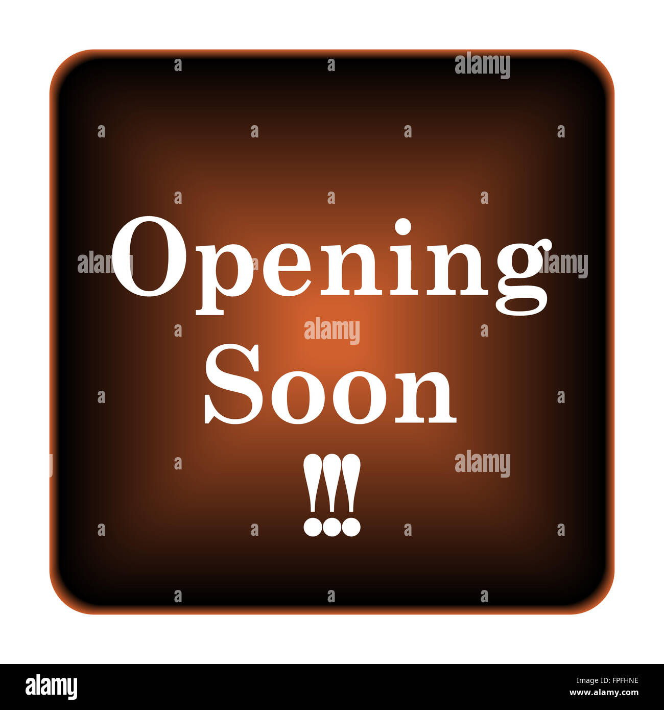 Opening soon icon. Internet button on white background Stock Photo - Alamy