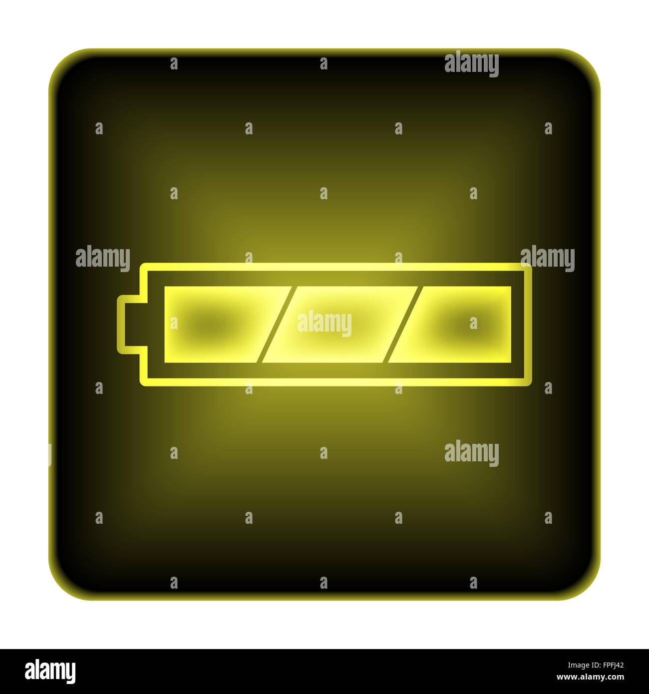 Fully charged battery icon. Internet button on white background Stock ...