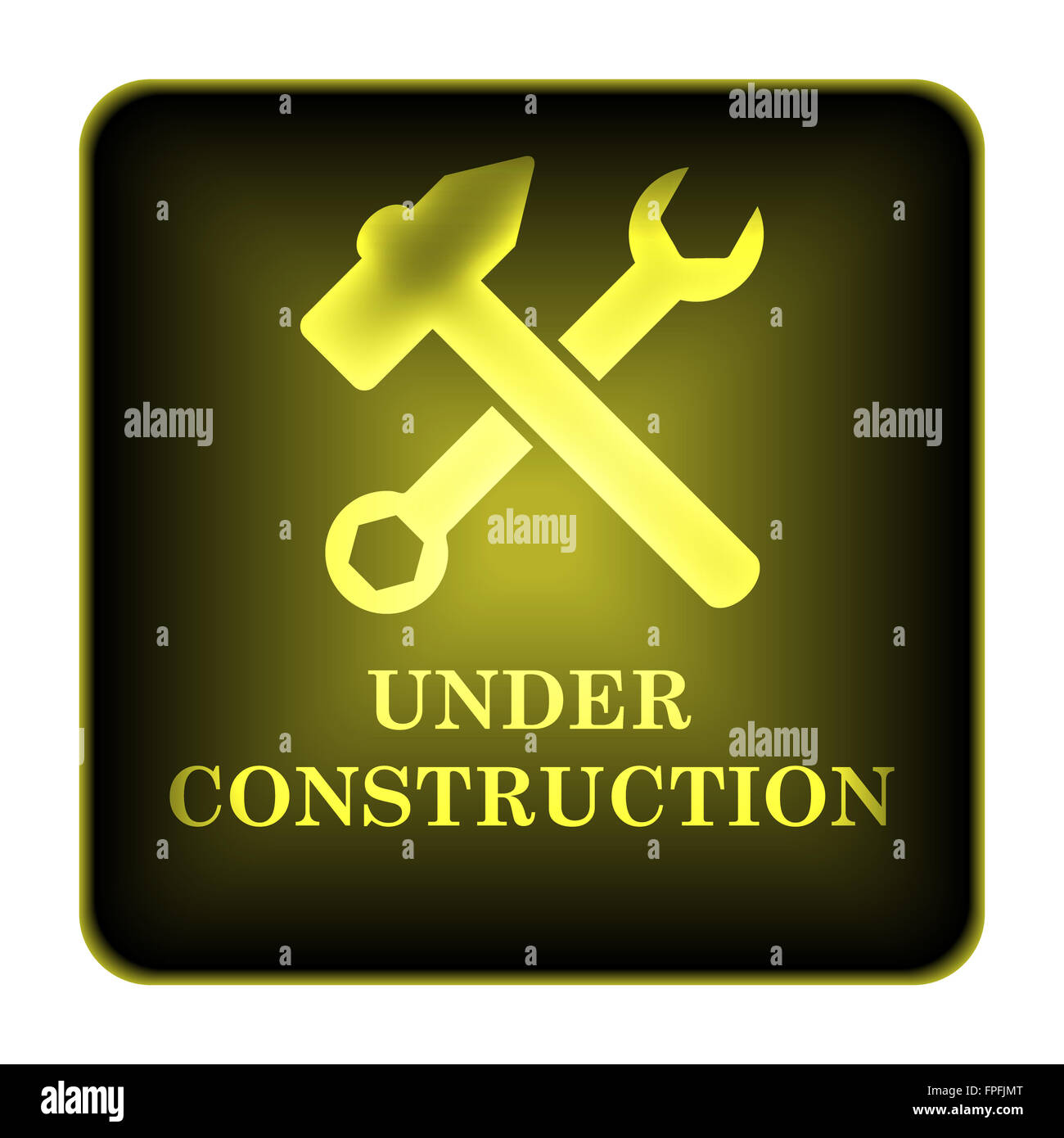 Under construction icon. Internet button on white background Stock ...