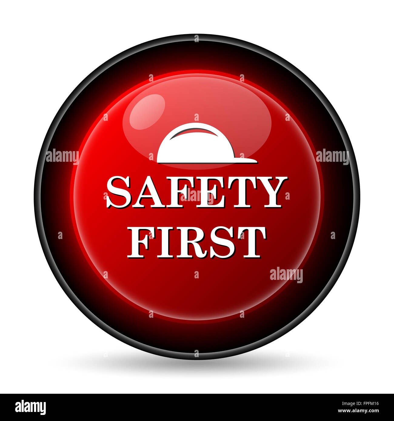 Safety first icon. Internet button on white background Stock Photo - Alamy