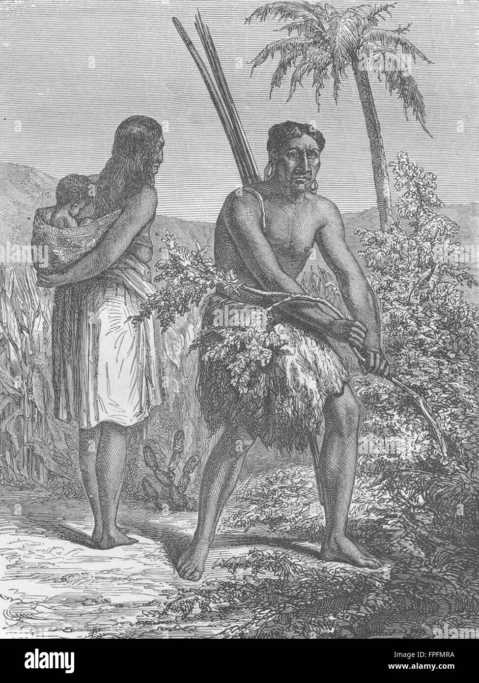 PARAGUAY: Indians of Gran Chaco, antique print 1880 Stock Photo