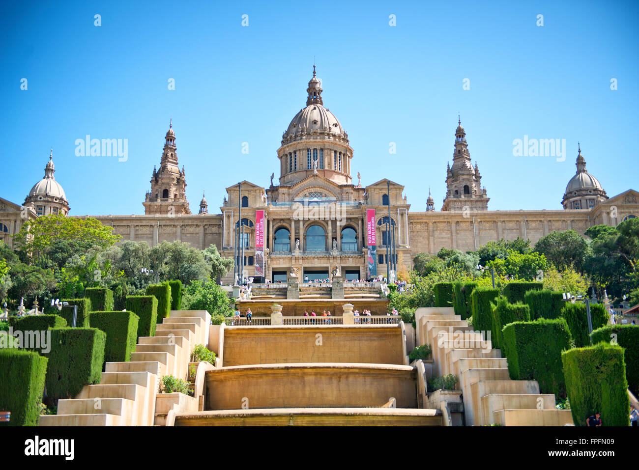 Exterior of Palau Nacional on Montjuic Hill in Barcelona 