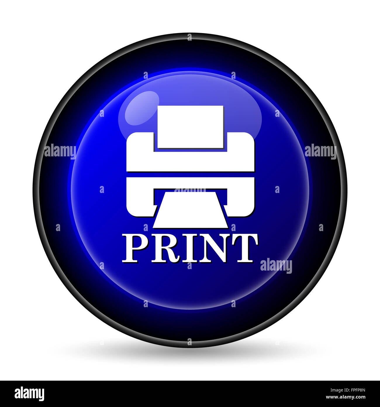 Printer with word PRINT icon. Internet button on white background Stock ...
