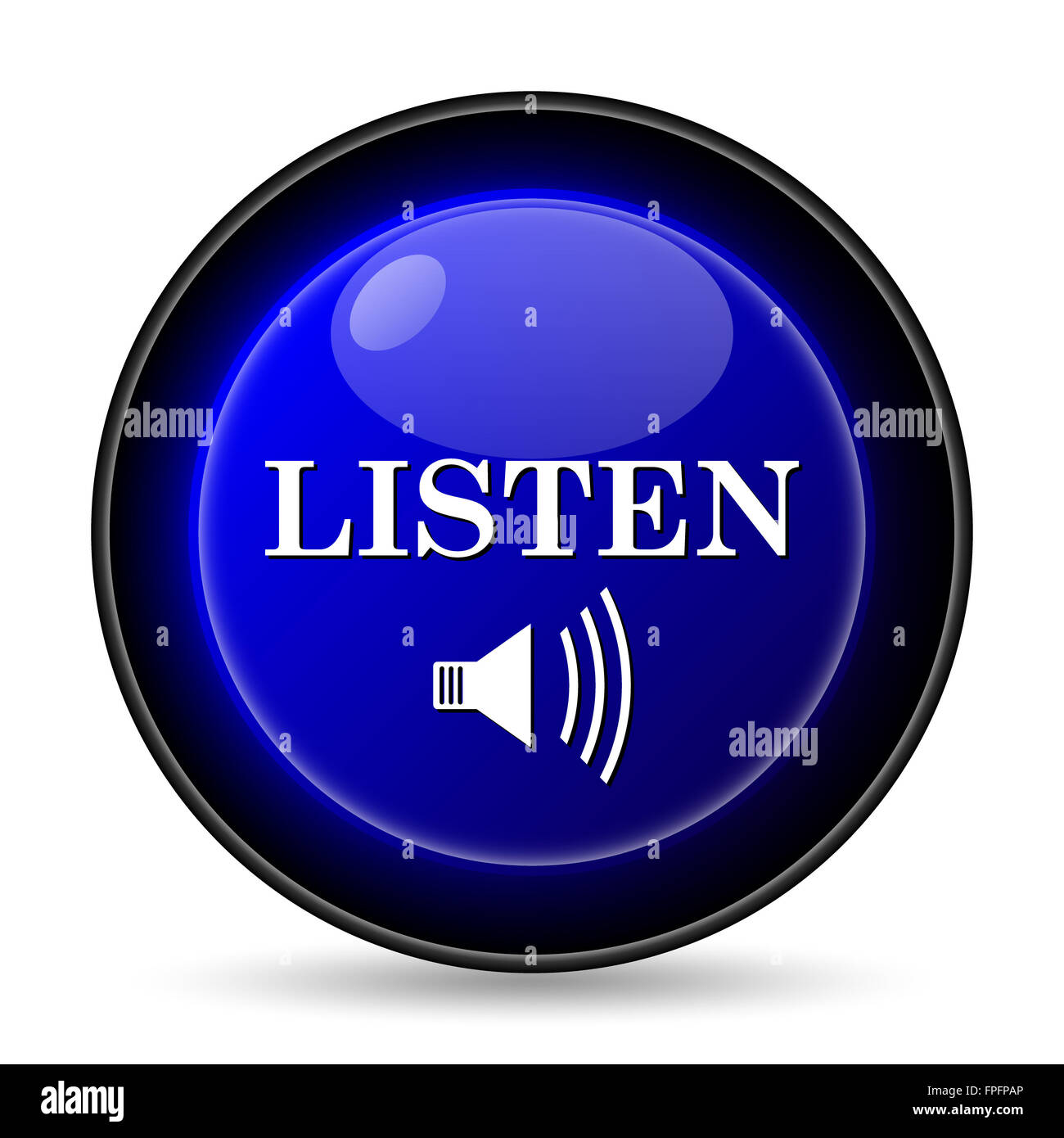 Listen icon. Internet button on white background Stock Photo - Alamy