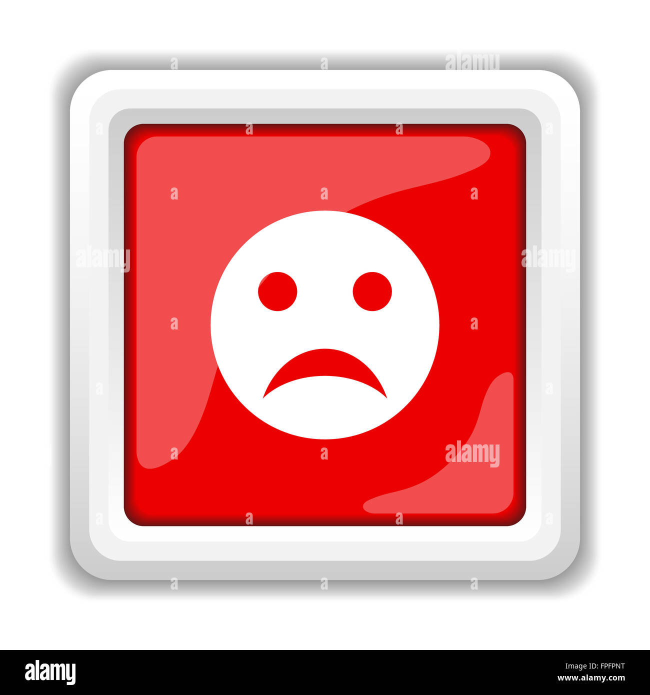 Sad smiley icon. Internet button on white background Stock Photo - Alamy