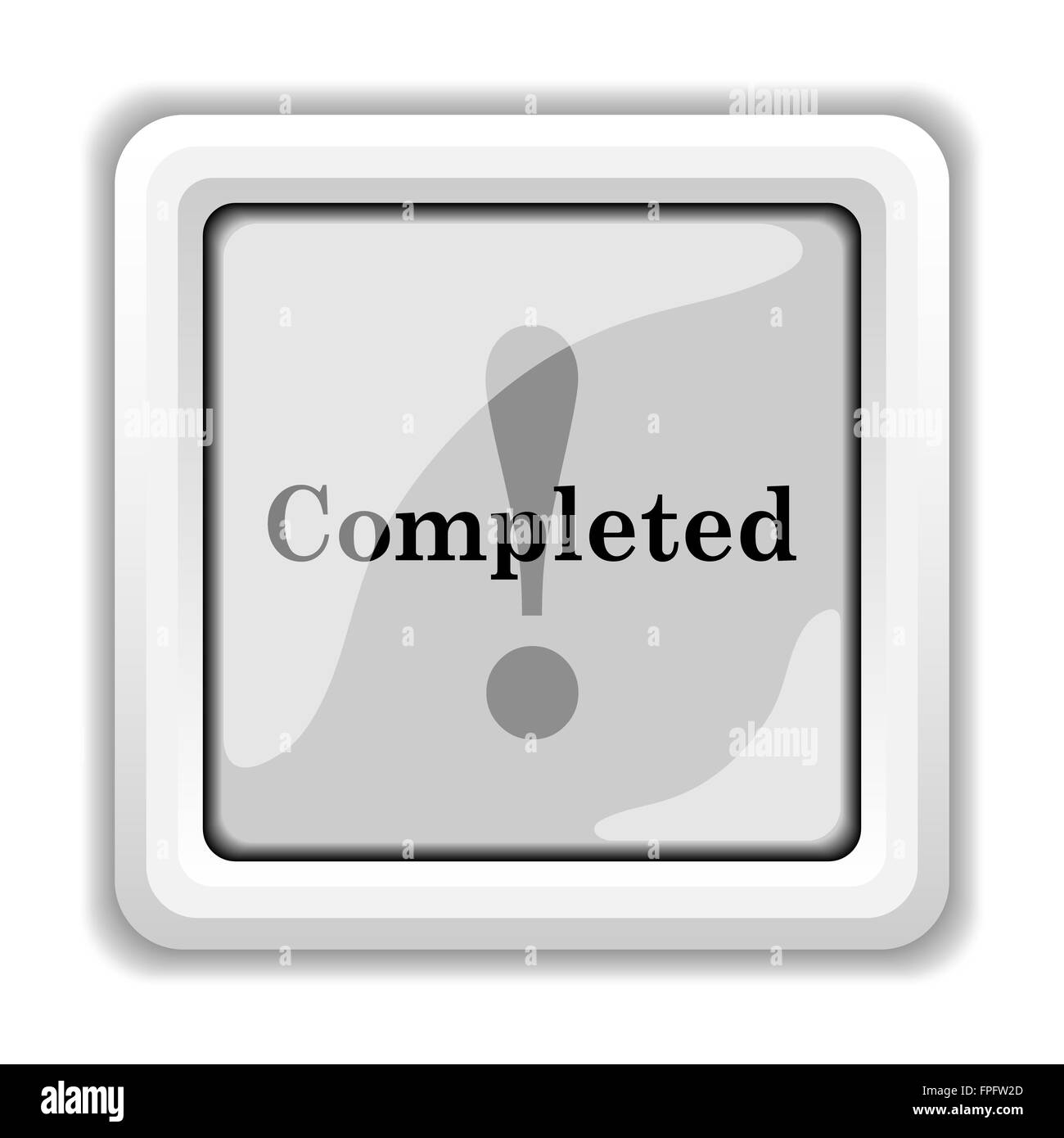 Completed icon. Internet button on white background Stock Photo - Alamy