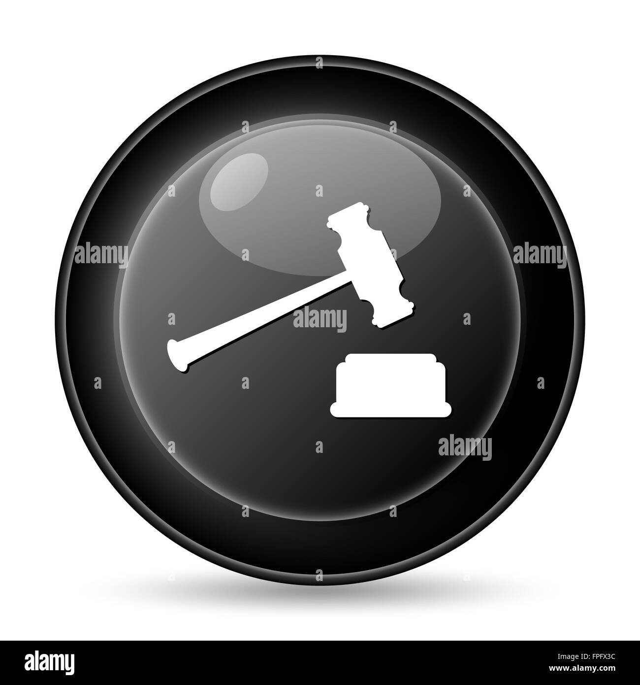 Judge hammer icon. Internet button on white background Stock Photo - Alamy
