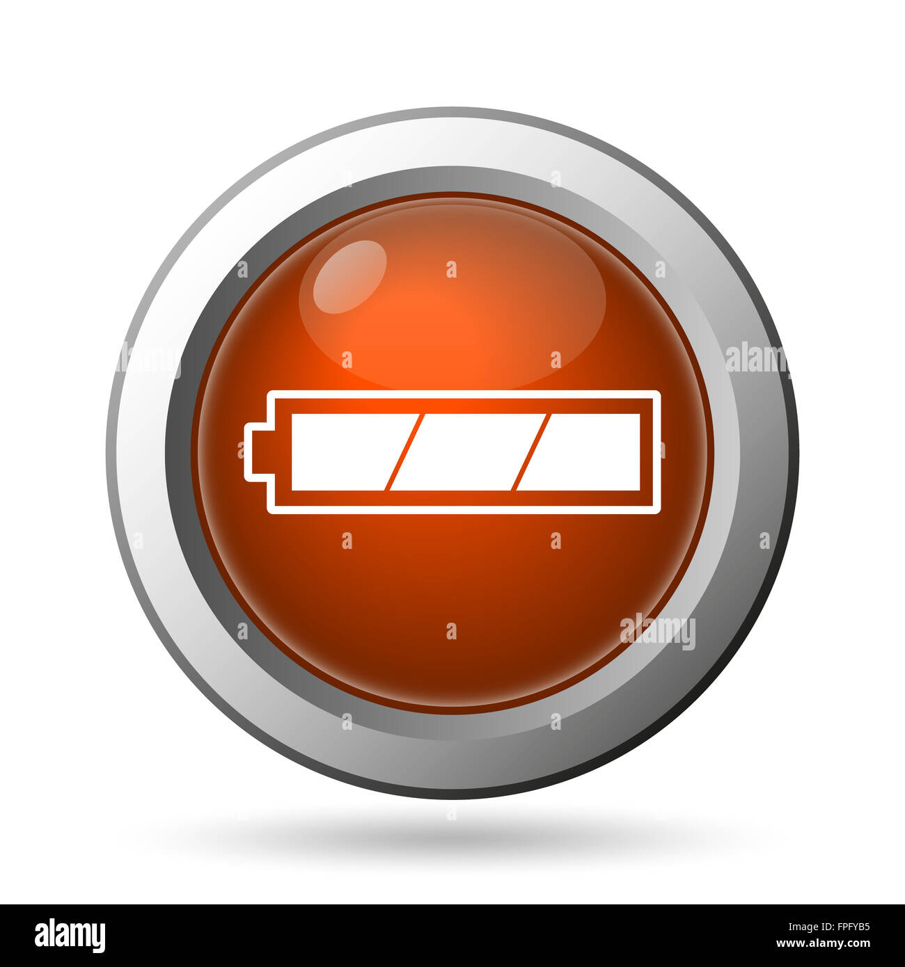 Fully charged battery icon. Internet button on white background Stock ...