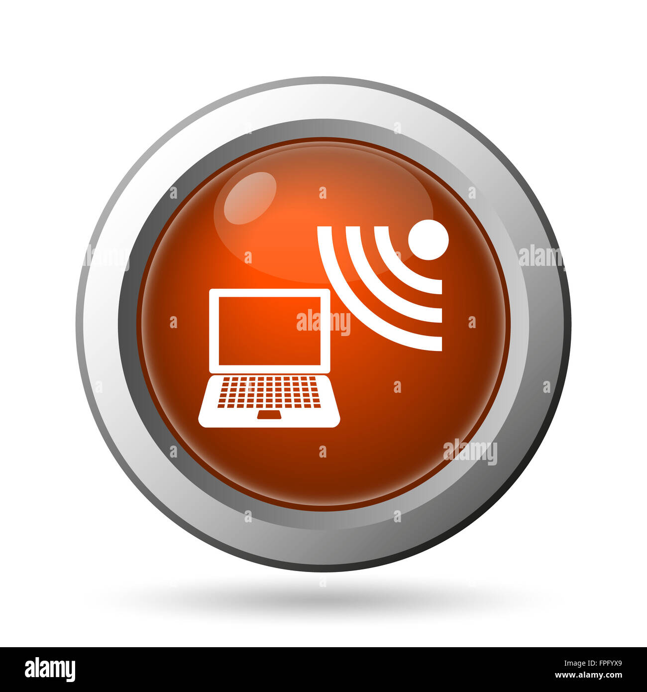 Wireless laptop icon. Internet button on white background Stock Photo ...