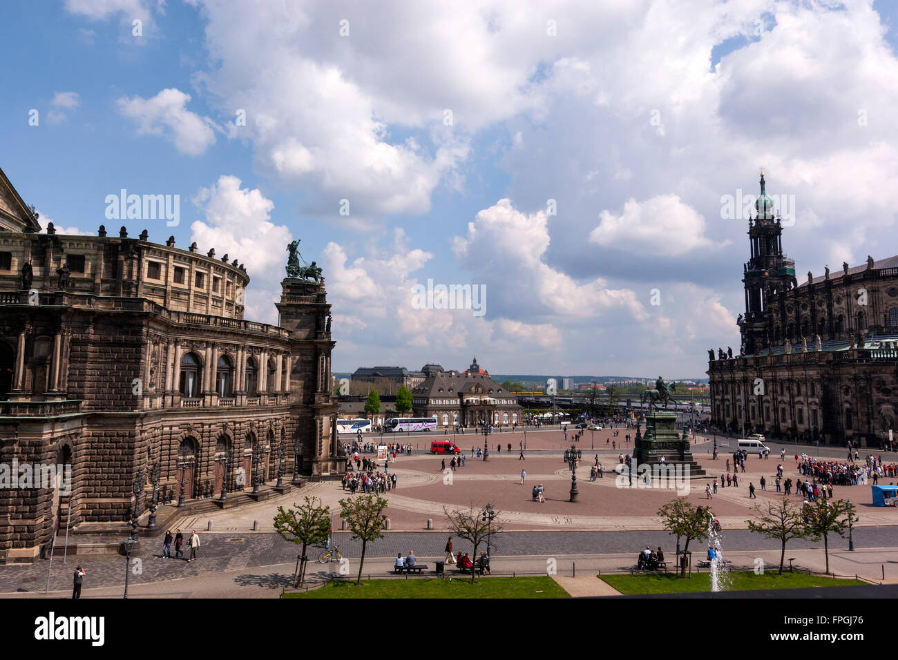 View of Theatreplatz from Gemäldegalerie Alte Meister, Dresden, Saxony, Germany Stock Photo