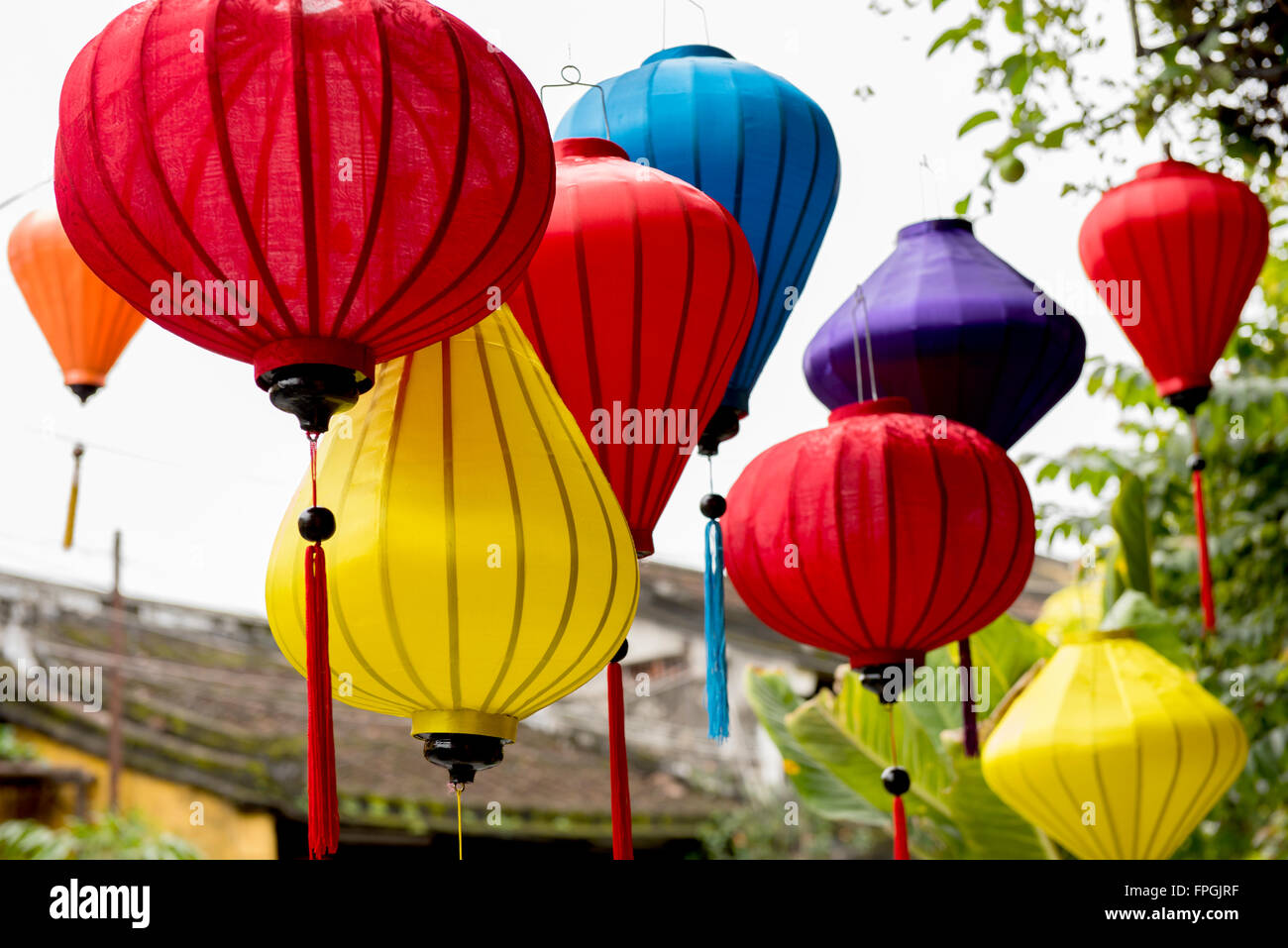 HOI AN, VIETNAM - JANUARY 25, 2016: Decorations for Tet, the Vietnamese New Year which takes place on February 8th which is the  Stock Photo